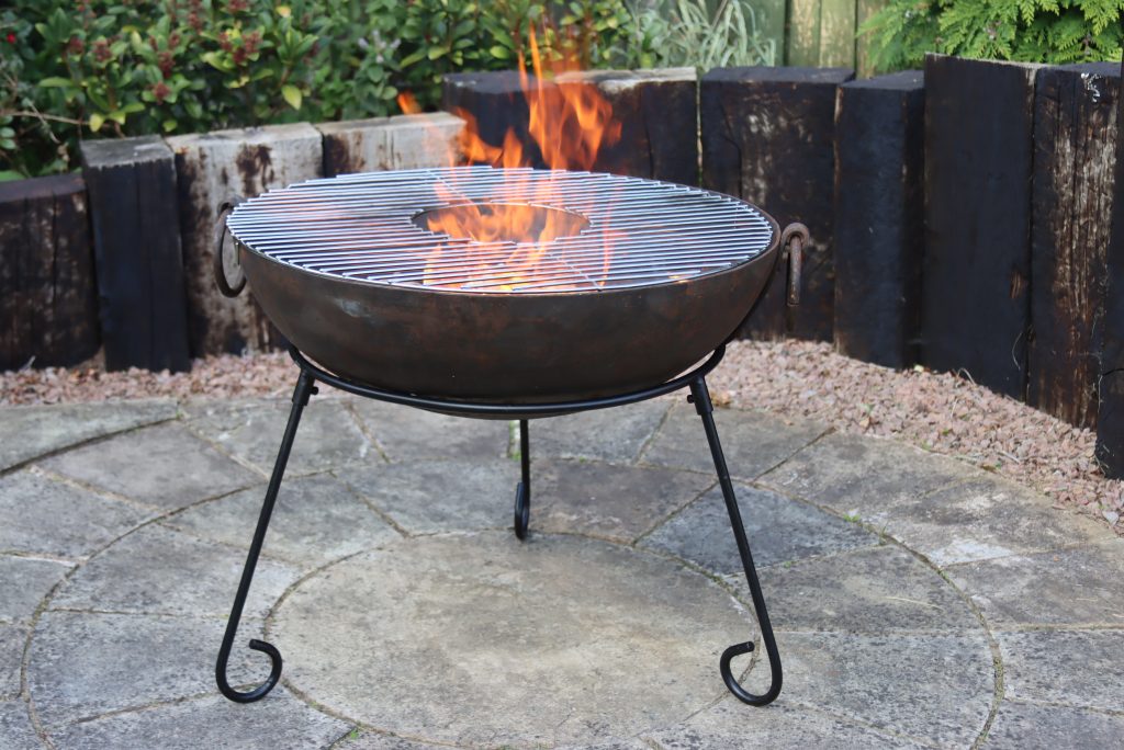 Steel kadai medium with fire