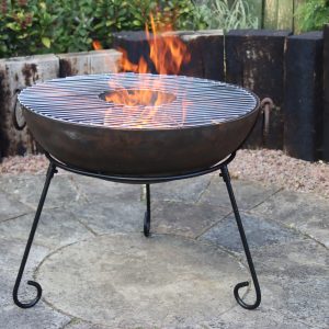 Steel kadai medium with fire