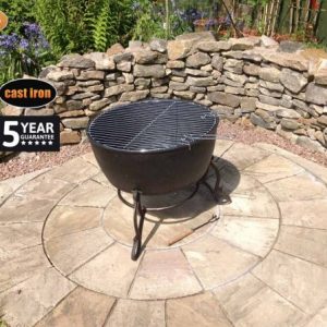 Meredir 100% cast iron fire bowl with background